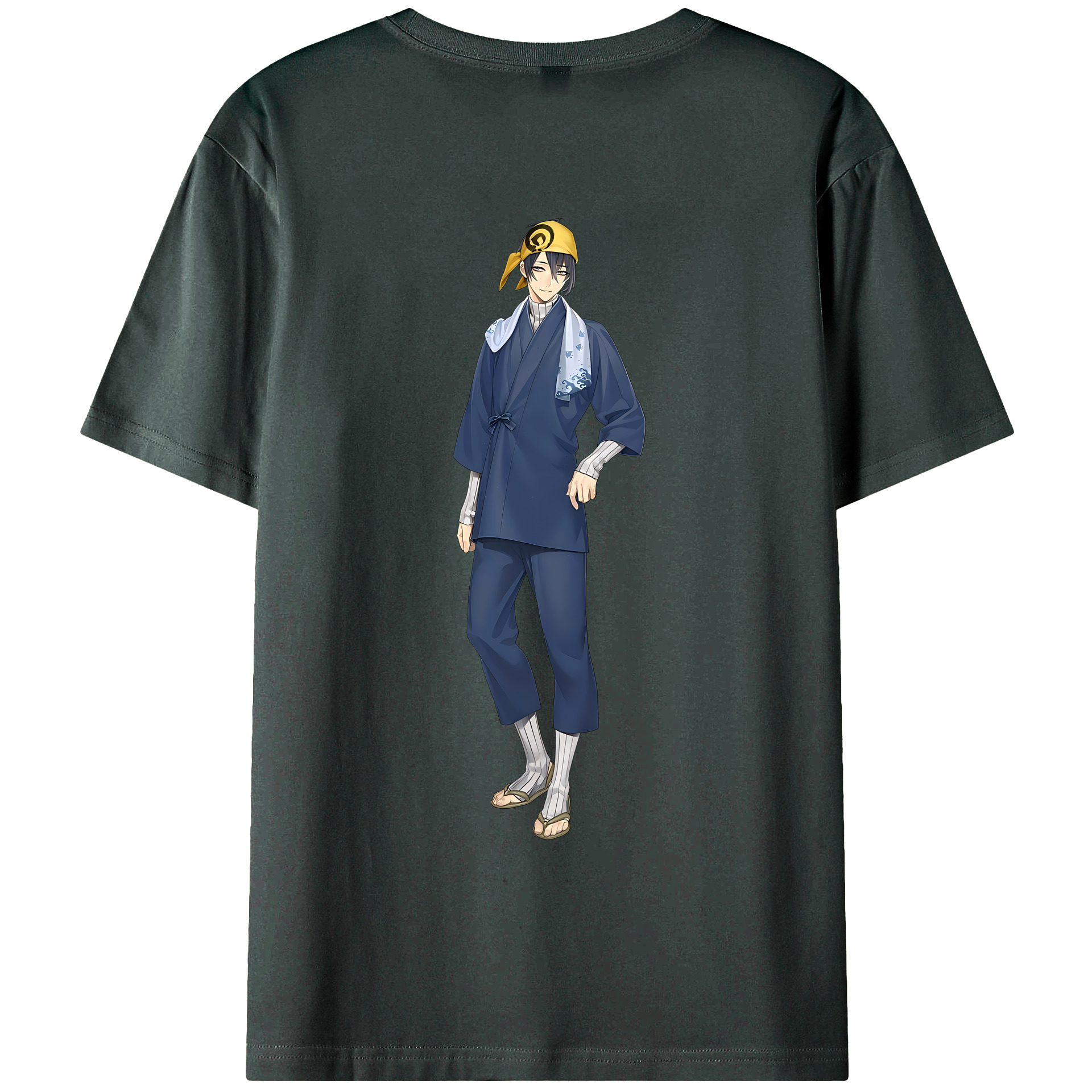 （画像用） 刀剣乱舞 Touken Ranbu 綿100％ メンズ半袖Tシャツ（バックプリント） 通気性